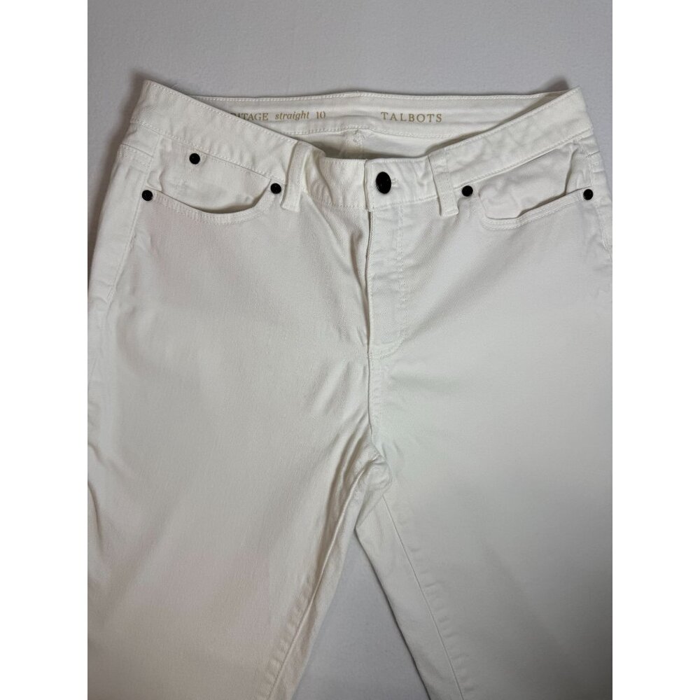 Talbots Womens White Heritage Straight-Leg Pants Size 10 Cotton Blend - Picture 6 of 15